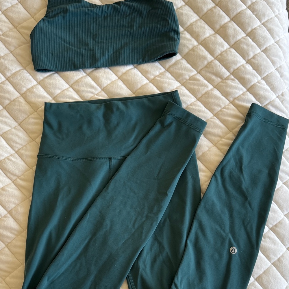 lululemon athletica Teal Leggings and Top Set